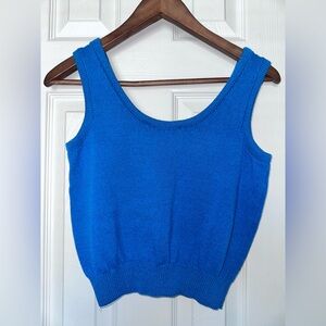 St. John Sportswear by Marie Gray Knit Tank Size Petite Blue